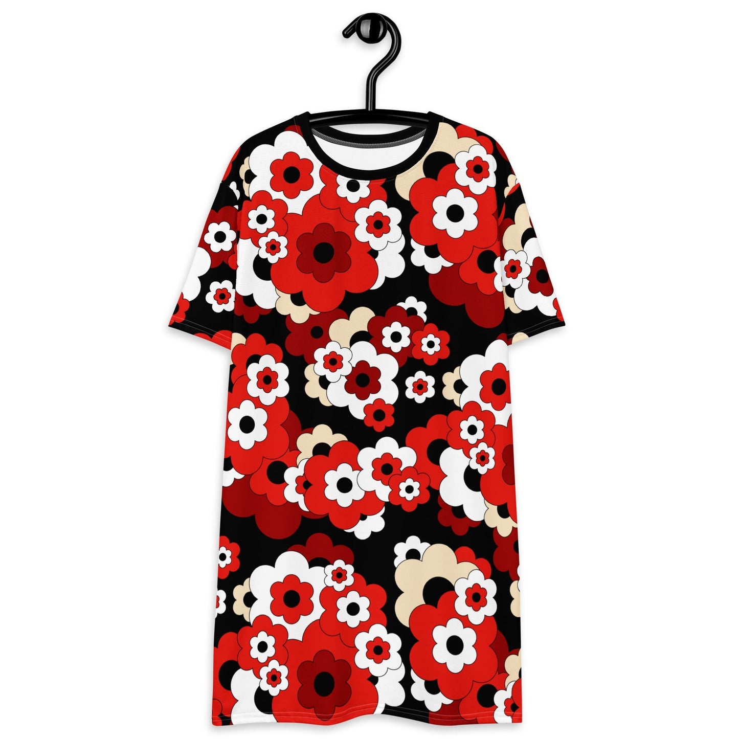 T-shirt dress - ERICA red - Retro floral print 6XL