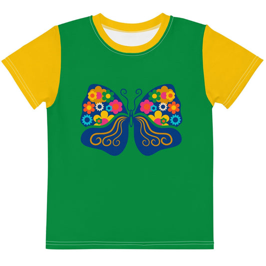 Kids' T-Shirt - FAB FLOVERYFLY green - Playful Butterfly Print
