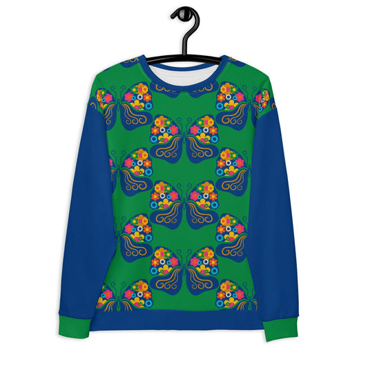 Sweatshirt - FAB FLOVERYFLY green - Playful butterfly print 3XL