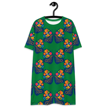 T-shirt dress - FAB FLOVERYFLY green - Playful butterfly print 6XL