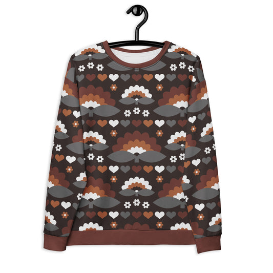 Sweatshirt - FALL IN LOVE mocca - Elegant Flowers and Hearts