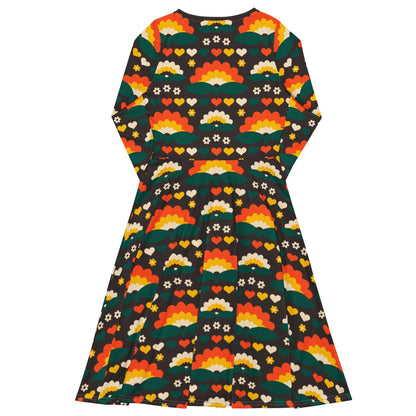 Midi Dress - FALL IN LOVE orange brown