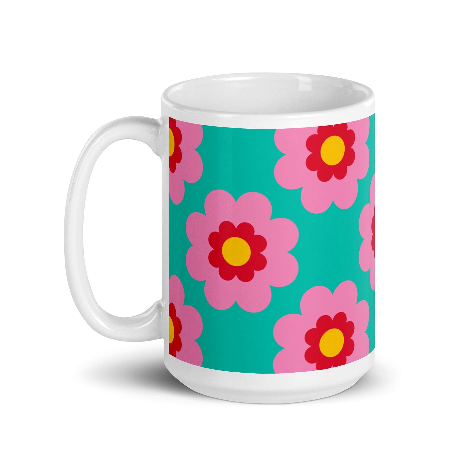 Mug - FANCY BLOOM pink mint - Pretty floral print