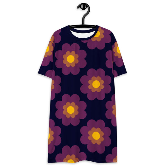 T-Shirt Dress - FANCY BLOOM plum - Pretty Floral Print
