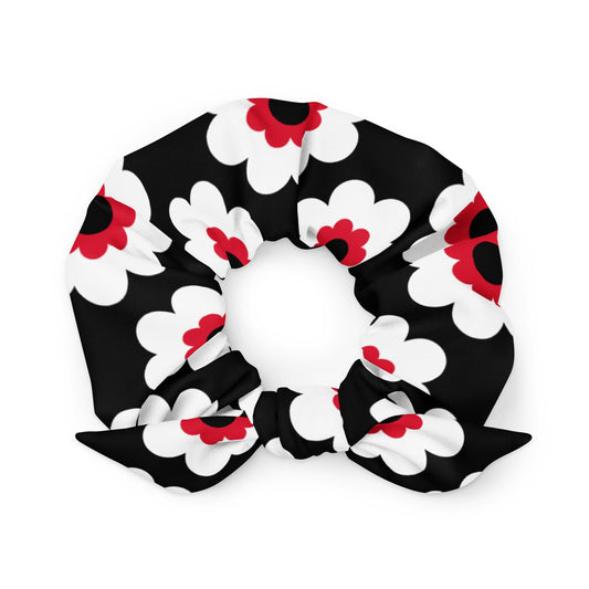 Scrunchie - FANCY BLOOM red black - Pretty floral print Default Title