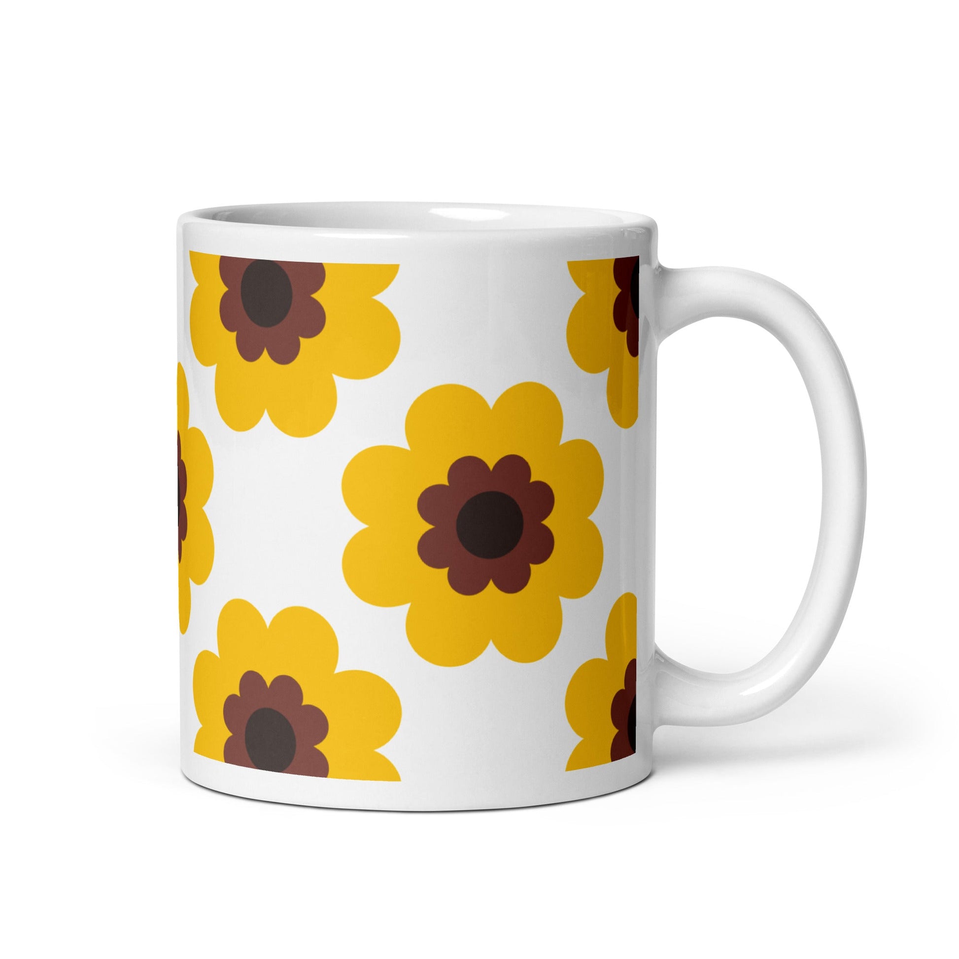 Mug - FANCY BLOOM yellow - Pretty floral print 11 oz