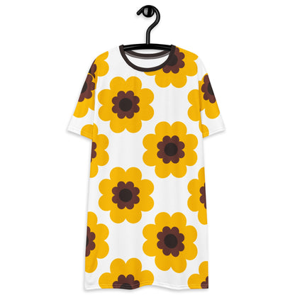 T-shirt dress - FANCY BLOOM yellow - Pretty floral print 6XL