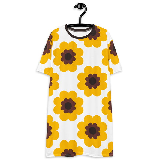 T-Shirt Dress - FANCY BLOOM yellow - Pretty Floral Print