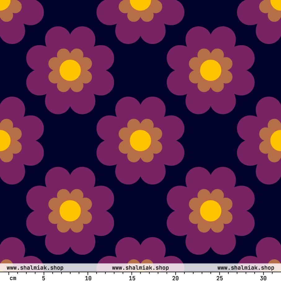 Fabric - FANCY BLOOM plum - Pretty floral print