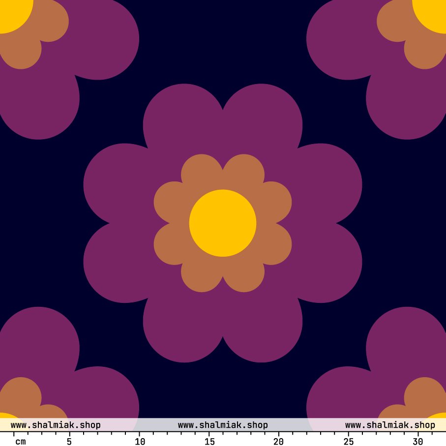 Fabric - FANCY BLOOM plum XL - Pretty floral print