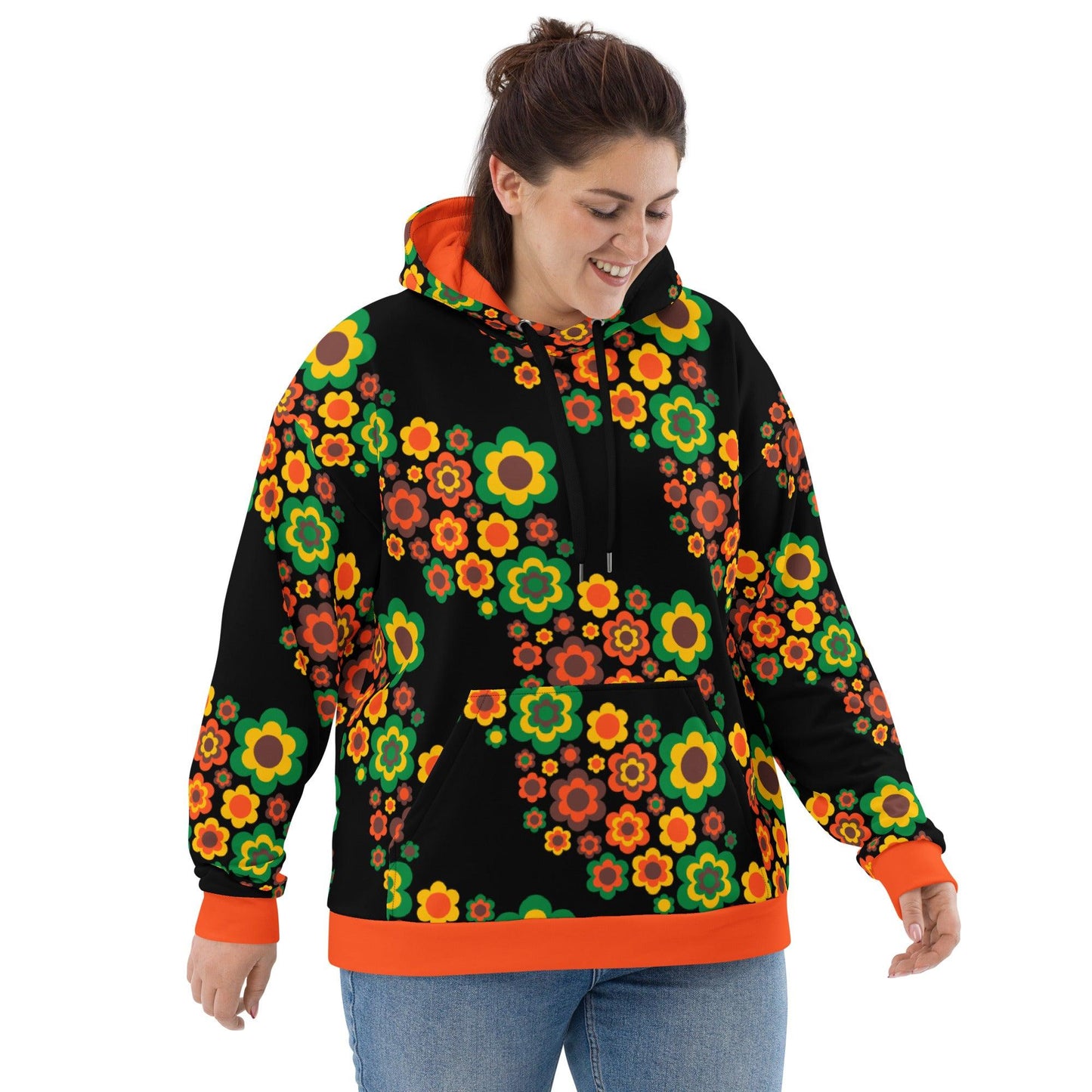 Hoodie - FLORA FOREVER retro - Floating flower print 6XL