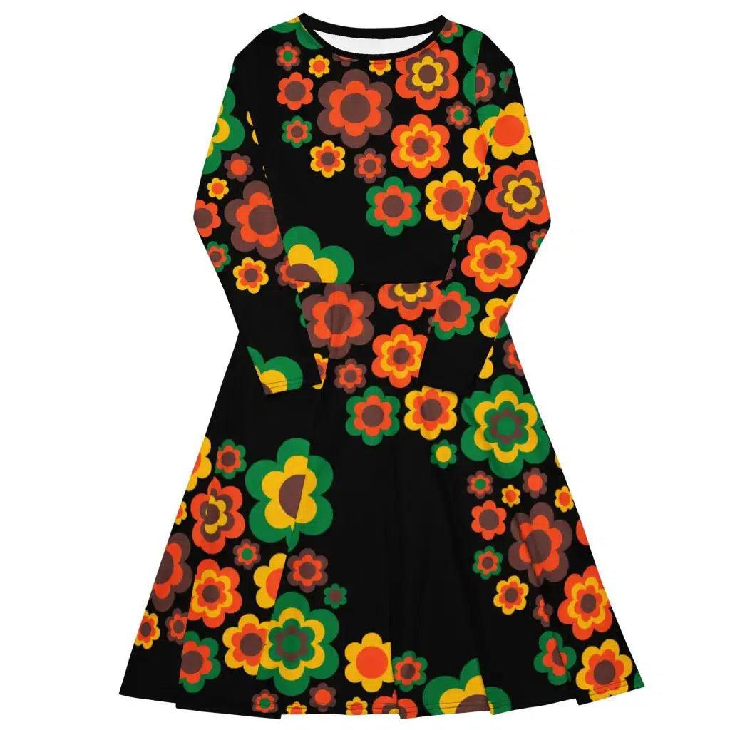 Midi Dress - FLORA FOREVER retro - Floating Flowers