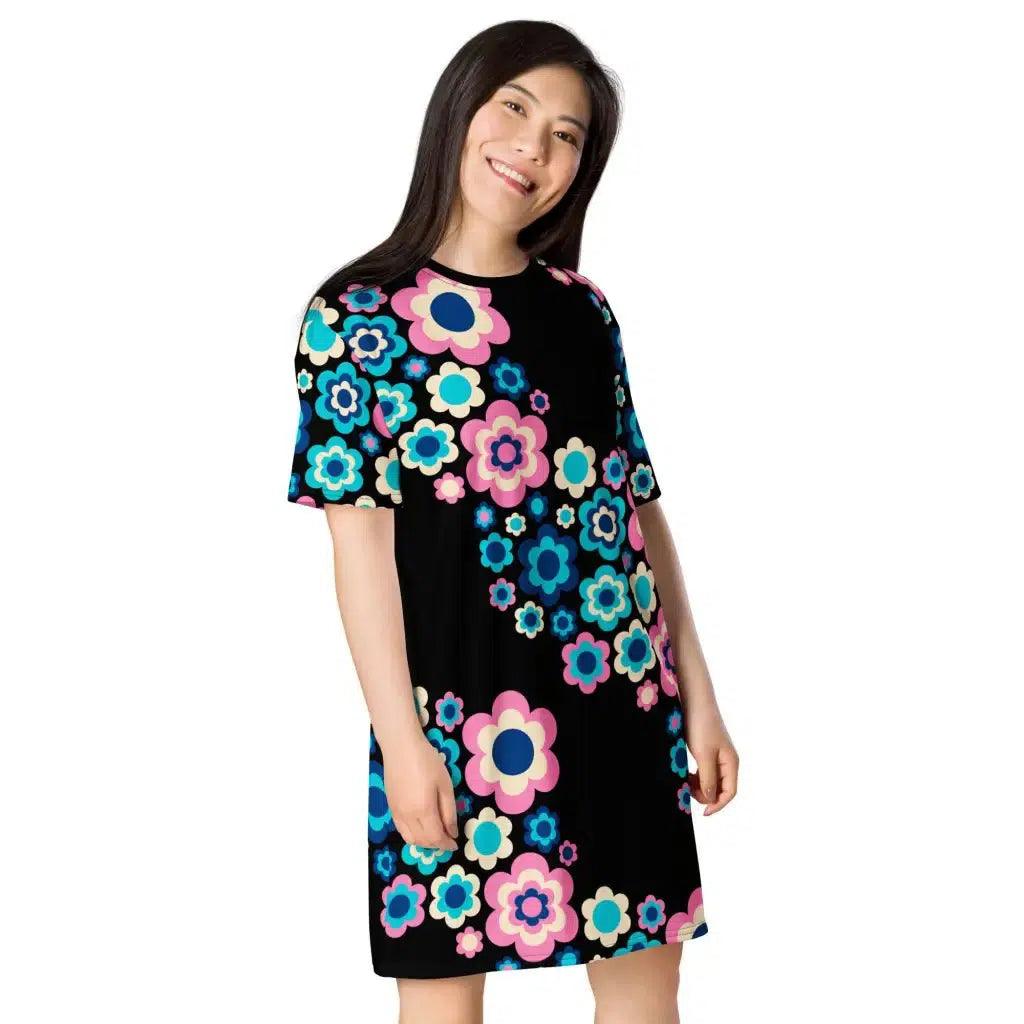 T-shirt dress - FLORA FOREVER sweet - Floating flower print