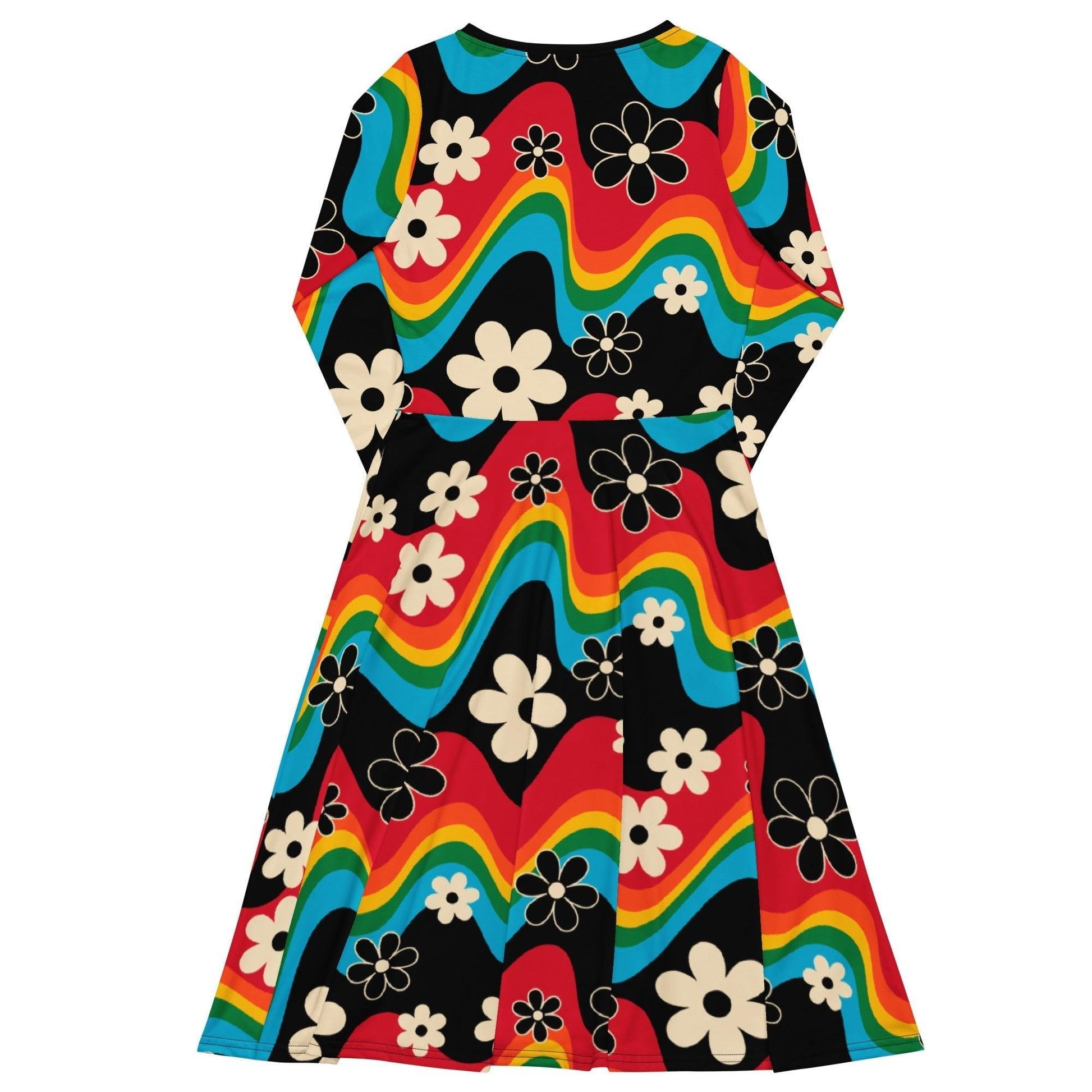 Midi dress - FLORA RAVE - Bold stripes and flowers print
