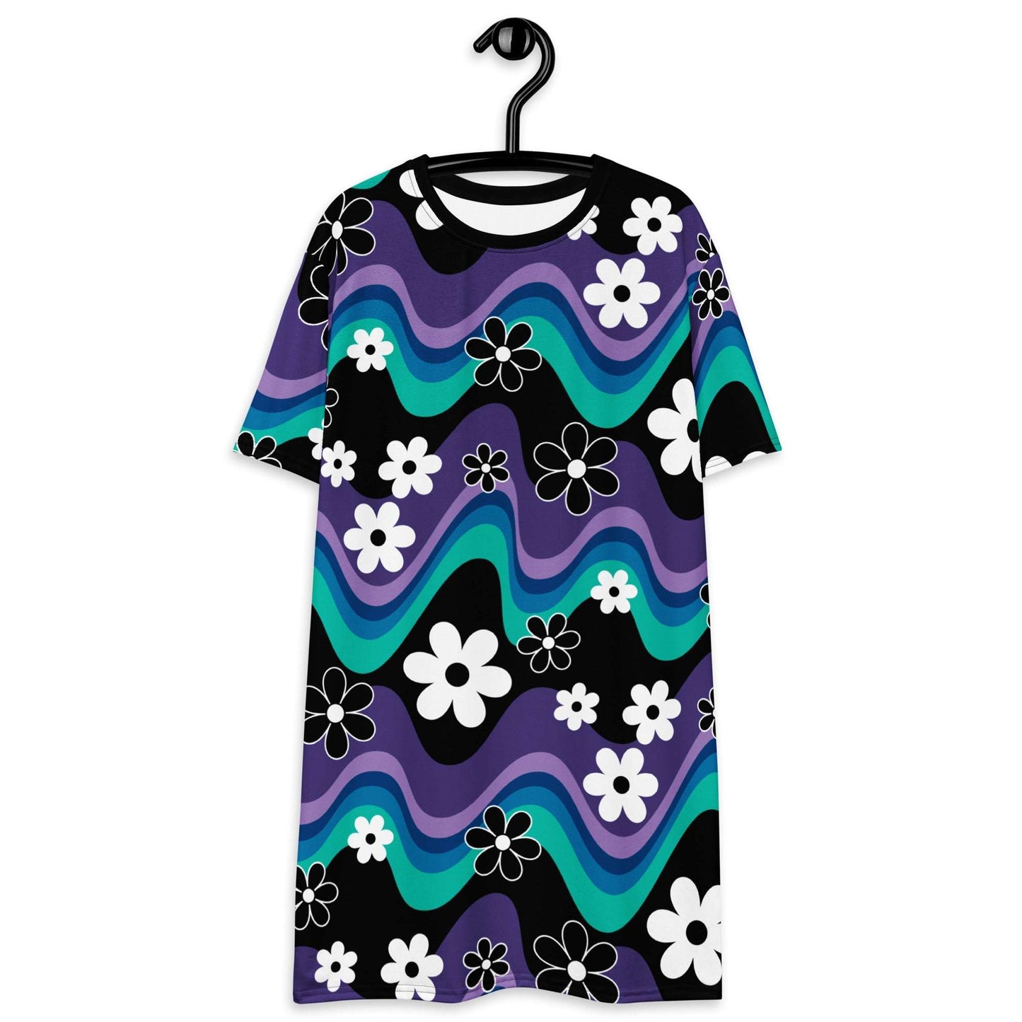 T-shirt dress - FLORA RAVE purple - Bold stripes and flowers print 6XL