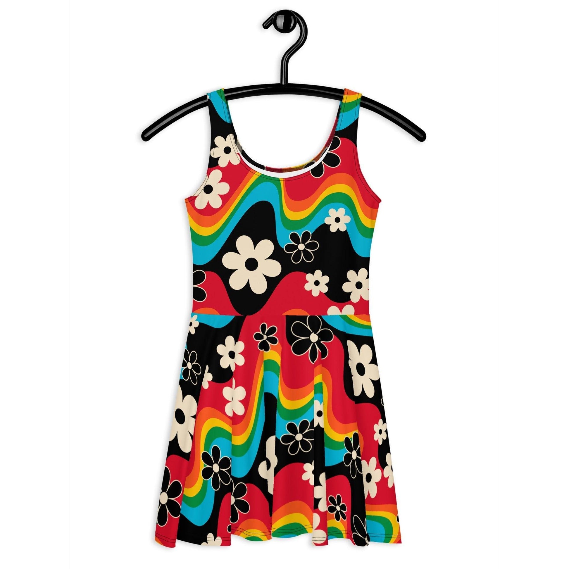 Skater dress - FLORA RAVE - Bold stripes and flowers print 3XL