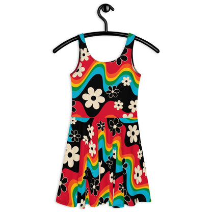 Skater dress - FLORA RAVE - Bold stripes and flowers print