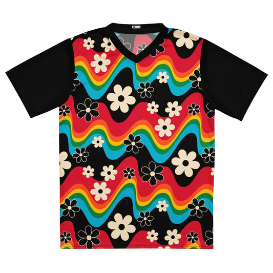 Sports Jersey - FLORA RAVE - Bold stripes and flowers print 6XL