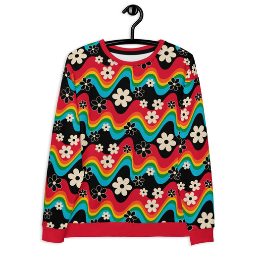 Sweatshirt - FLORA RAVE - Bold stripes and flowers print 3XL
