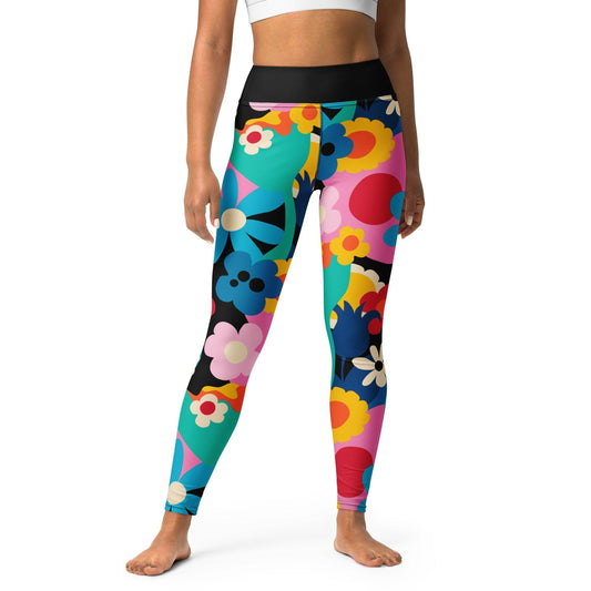 Yoga Leggings -2- FLORALEI - Artsy Flower Print