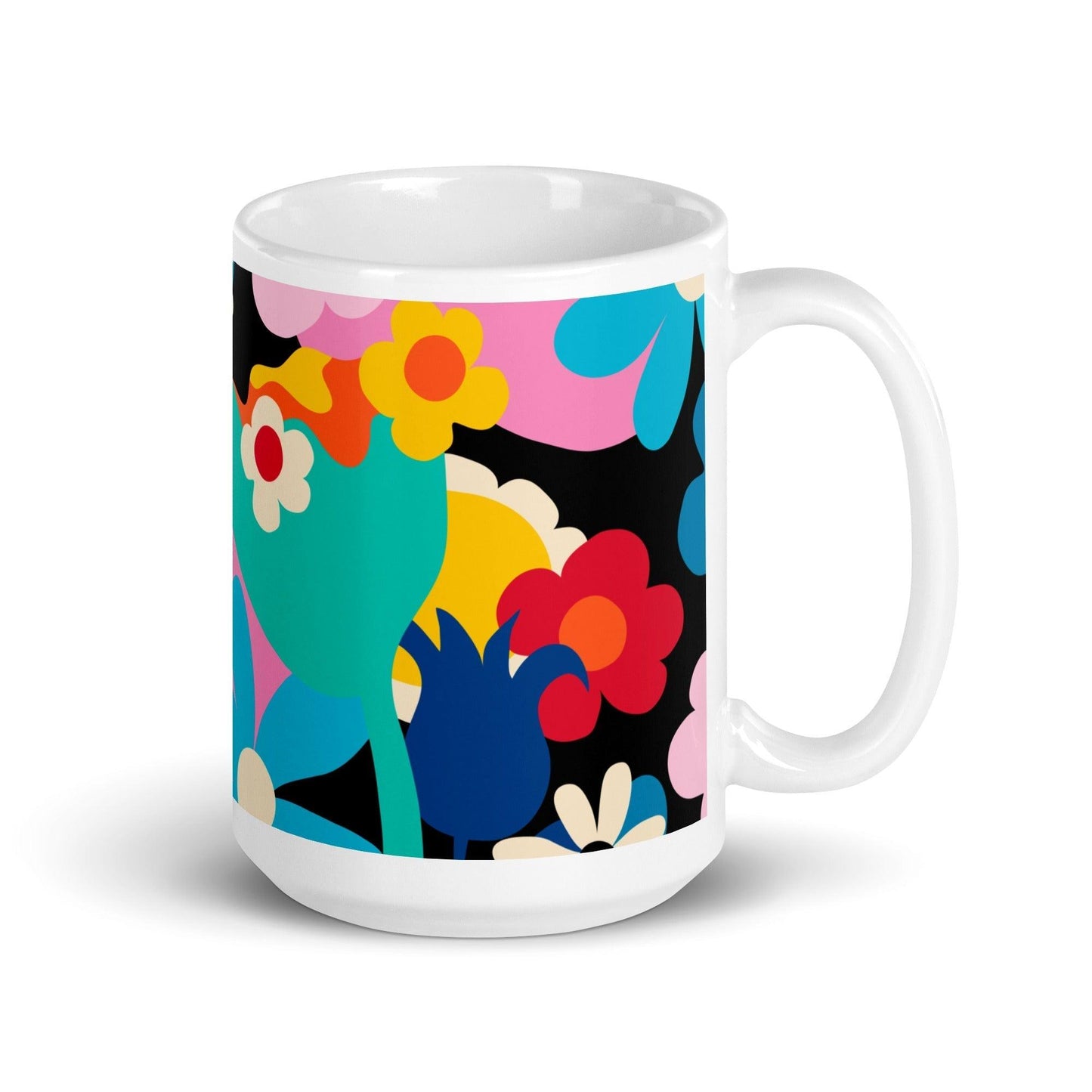 Mug - FLORALEI - Artsy flower print 15 oz