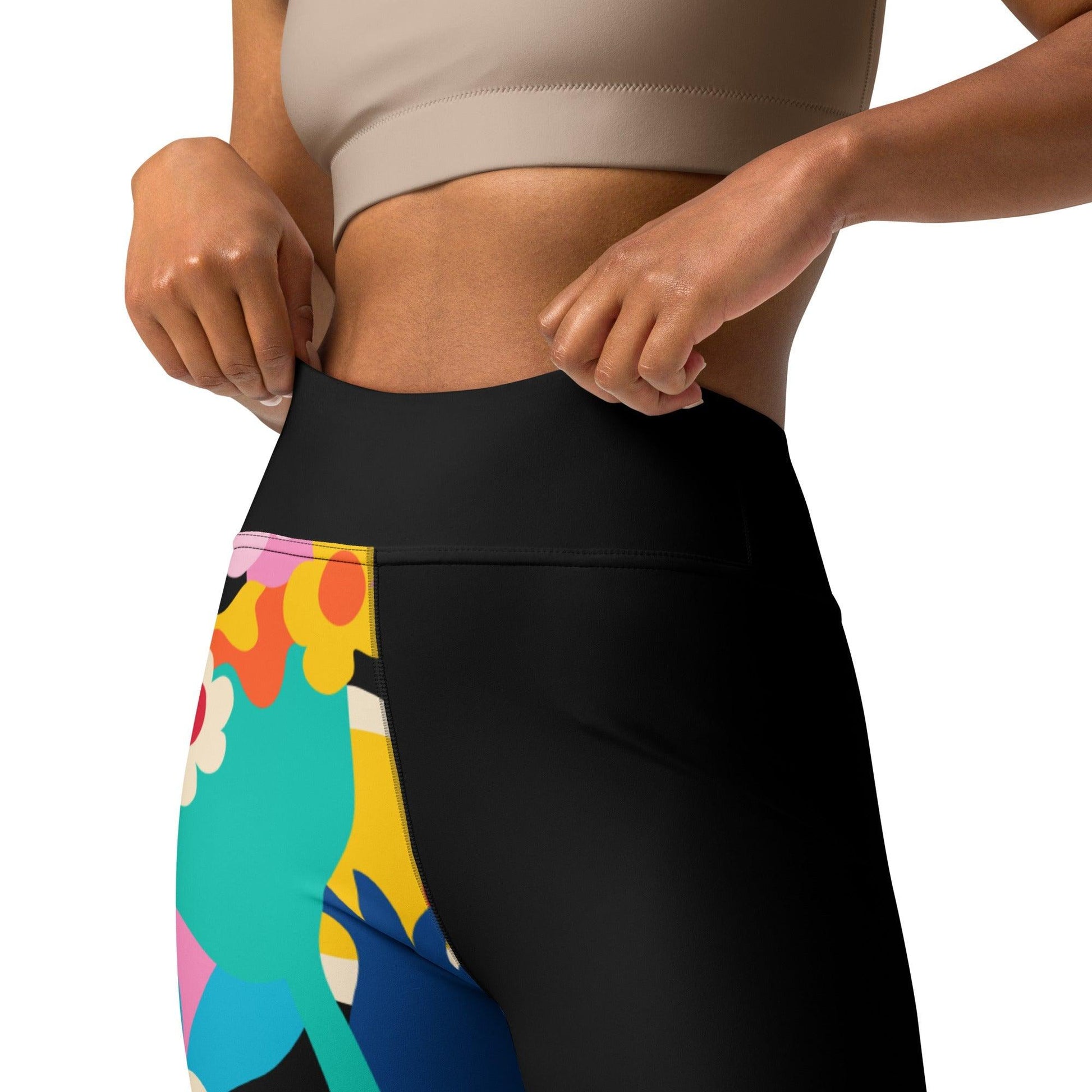 Yoga leggings - FLORALEI - Artsy flower print