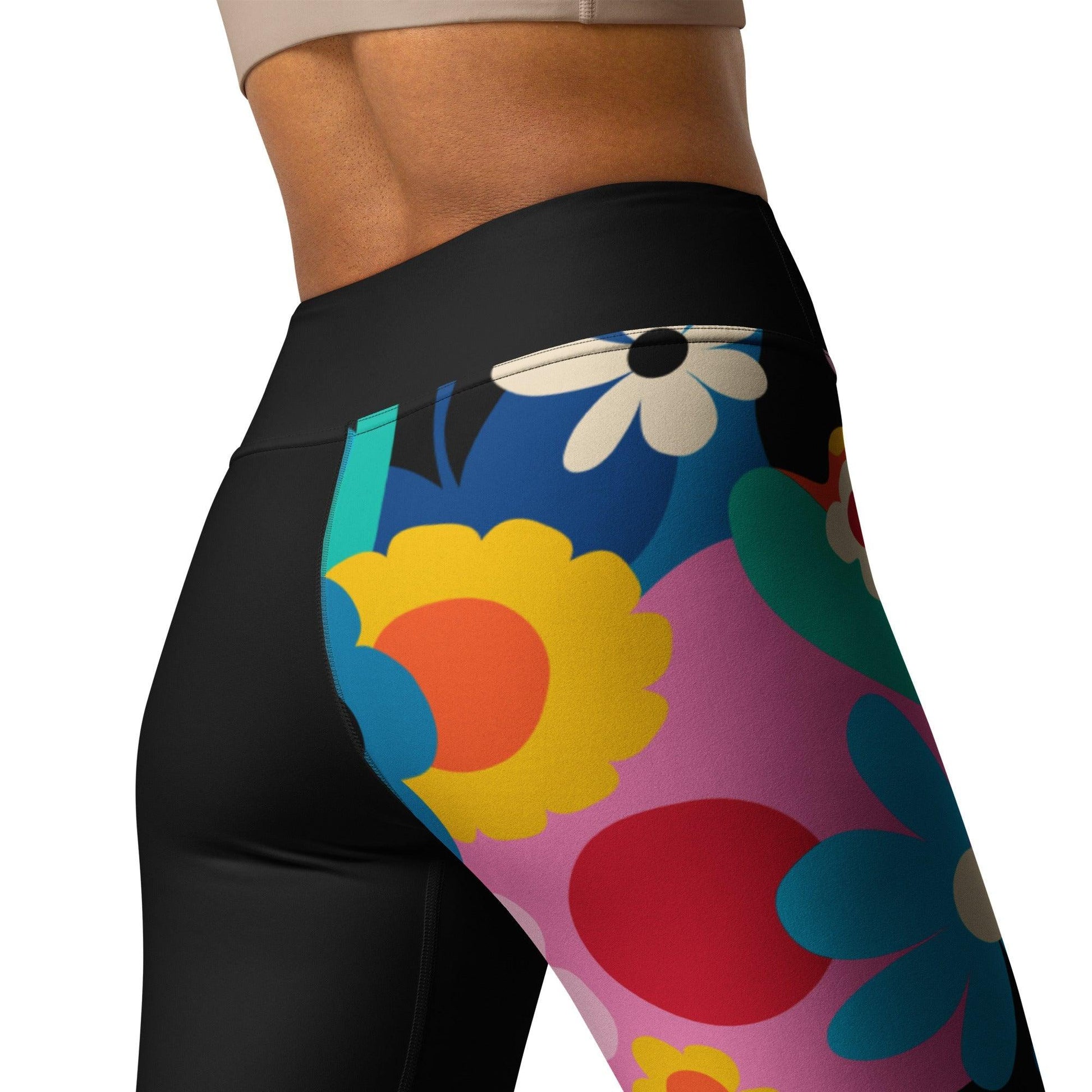 Yoga leggings - FLORALEI - Artsy flower print