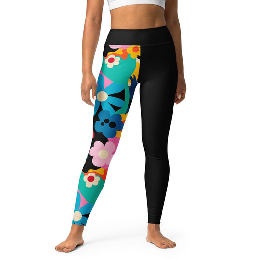 Yoga Leggings - FLORALEI - Artsy Flower Print