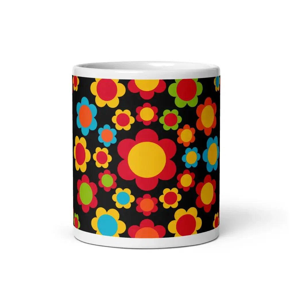 Mug - FLOWERSHOP color - Retro flower and circle print
