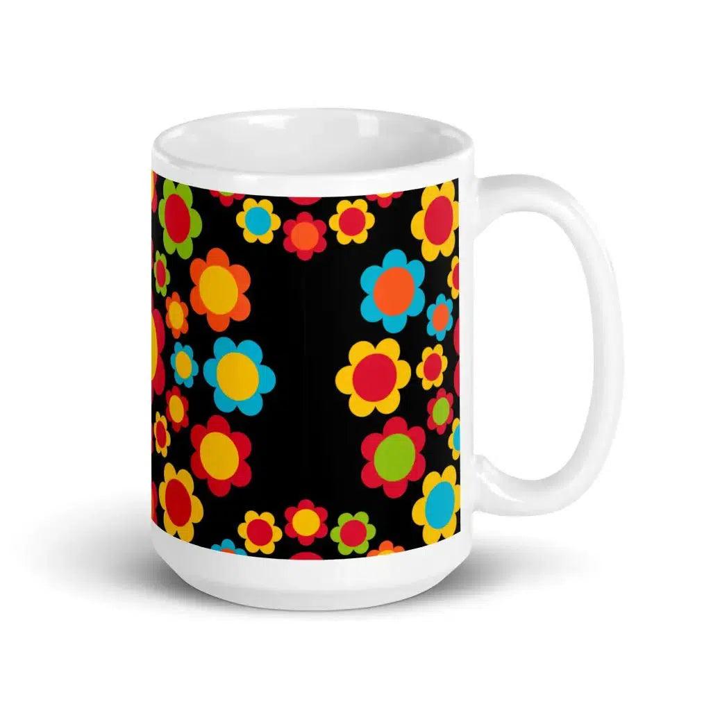 Mug - FLOWERSHOP color - Retro flower and circle print 15oz