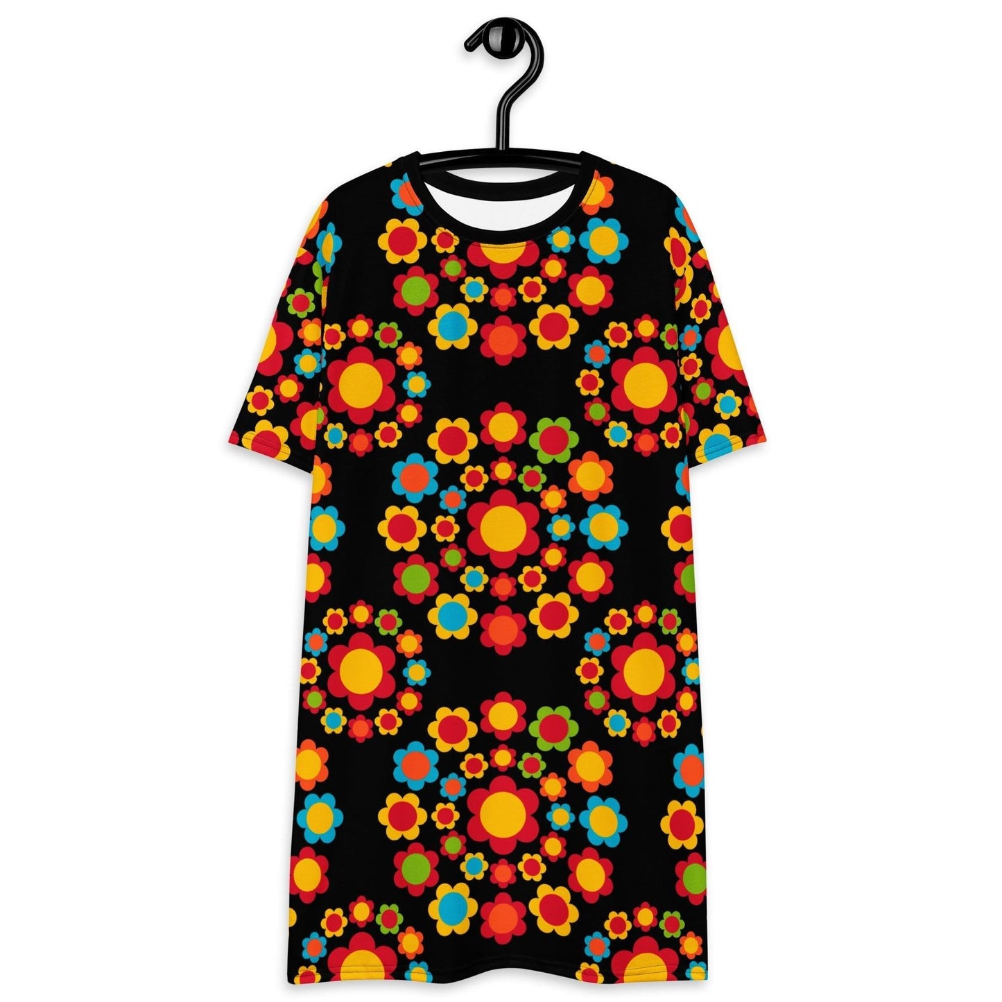 T-shirt dress - FLOWERSHOP color - Retro flower and circle print 6XL