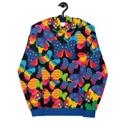 Hoodie - FLYRAVE black - Colorful butterfly print 6XL