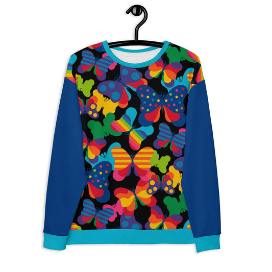 Sweatshirt - FLYRAVE black - Colorful butterfly print 3XL
