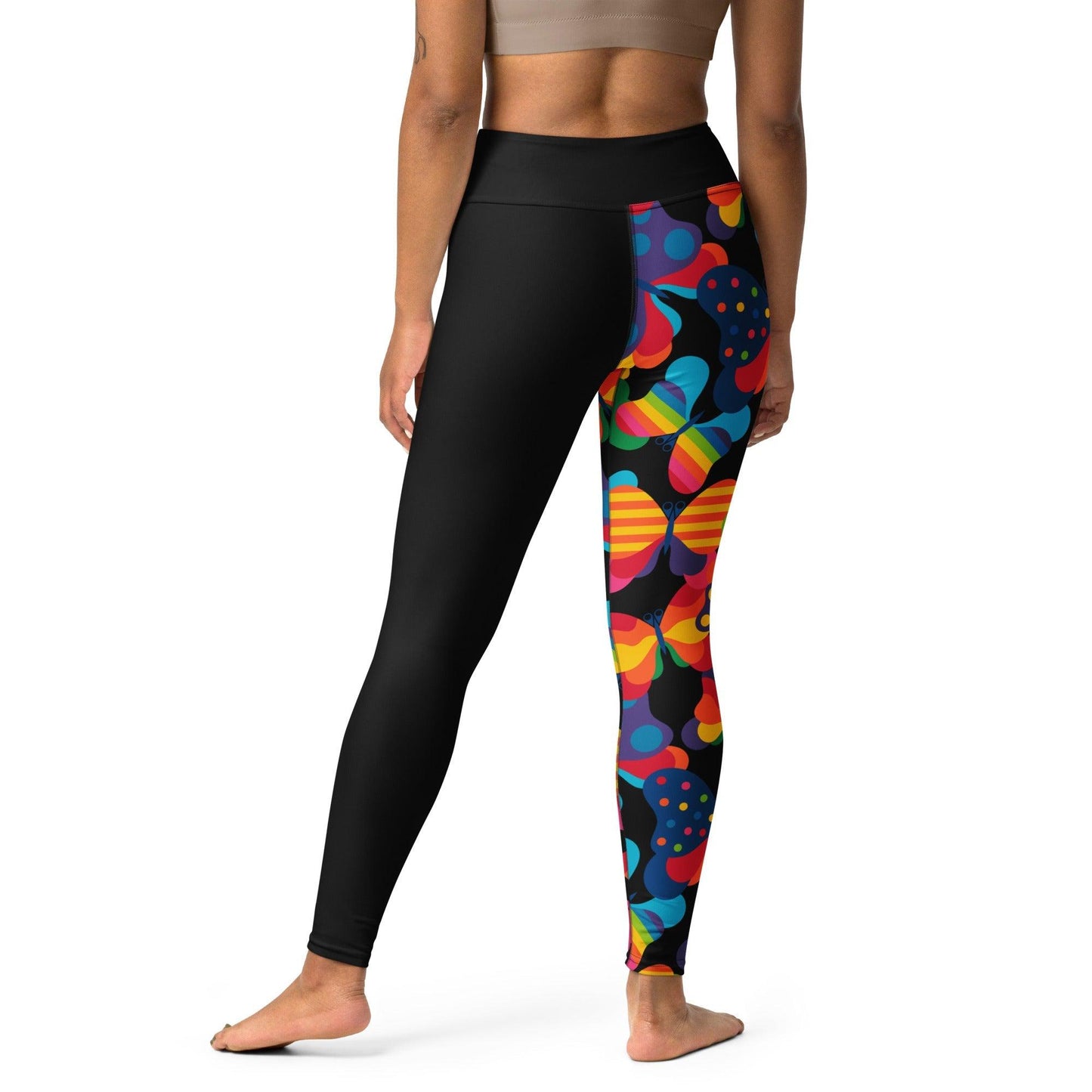 Yoga leggings - FLYRAVE black - Colorful butterfly print