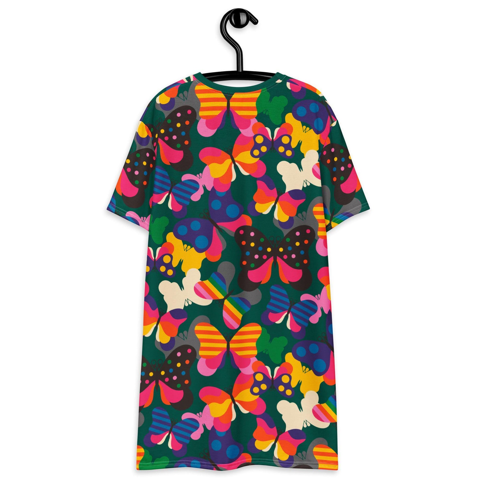 T-shirt dress - FLYRAVE green - Colorful butterfly print