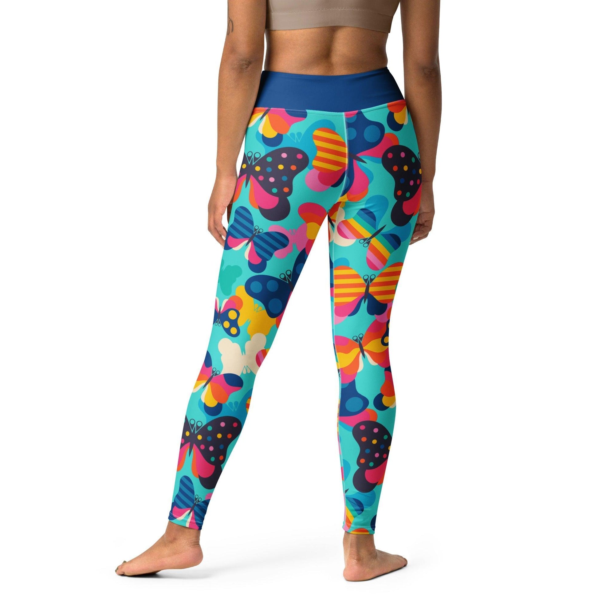 Yoga leggings -2- FLYRAVE turquoise - Colorful butterfly print