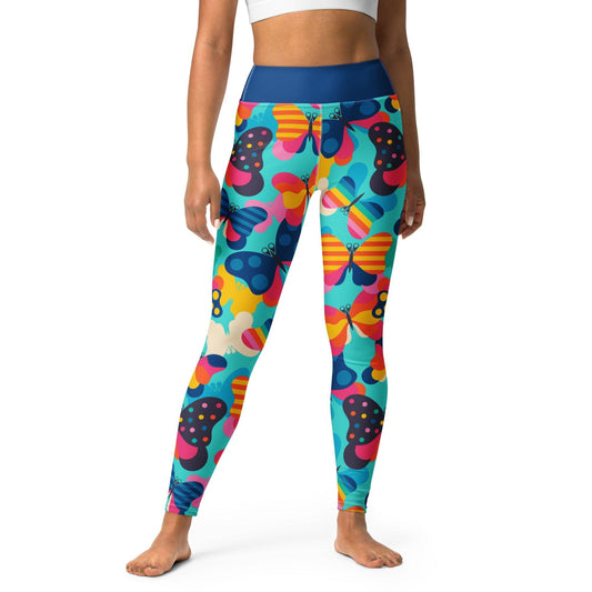 Yoga Leggings -2- FLYRAVE turquoise - Colorful Butterfly Print