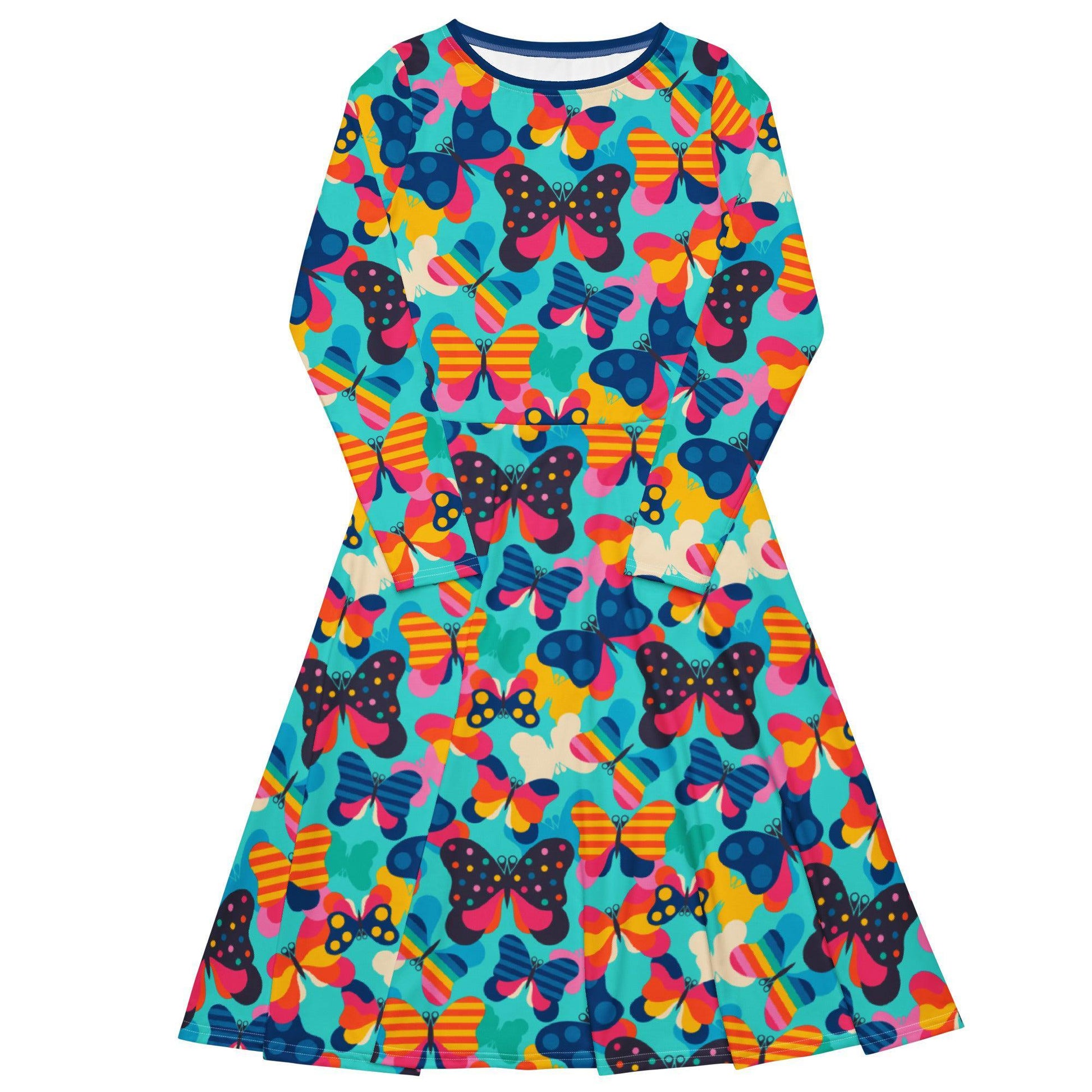 Midi dress - FLYRAVE turquoise - Colorful butterfly print 6XL