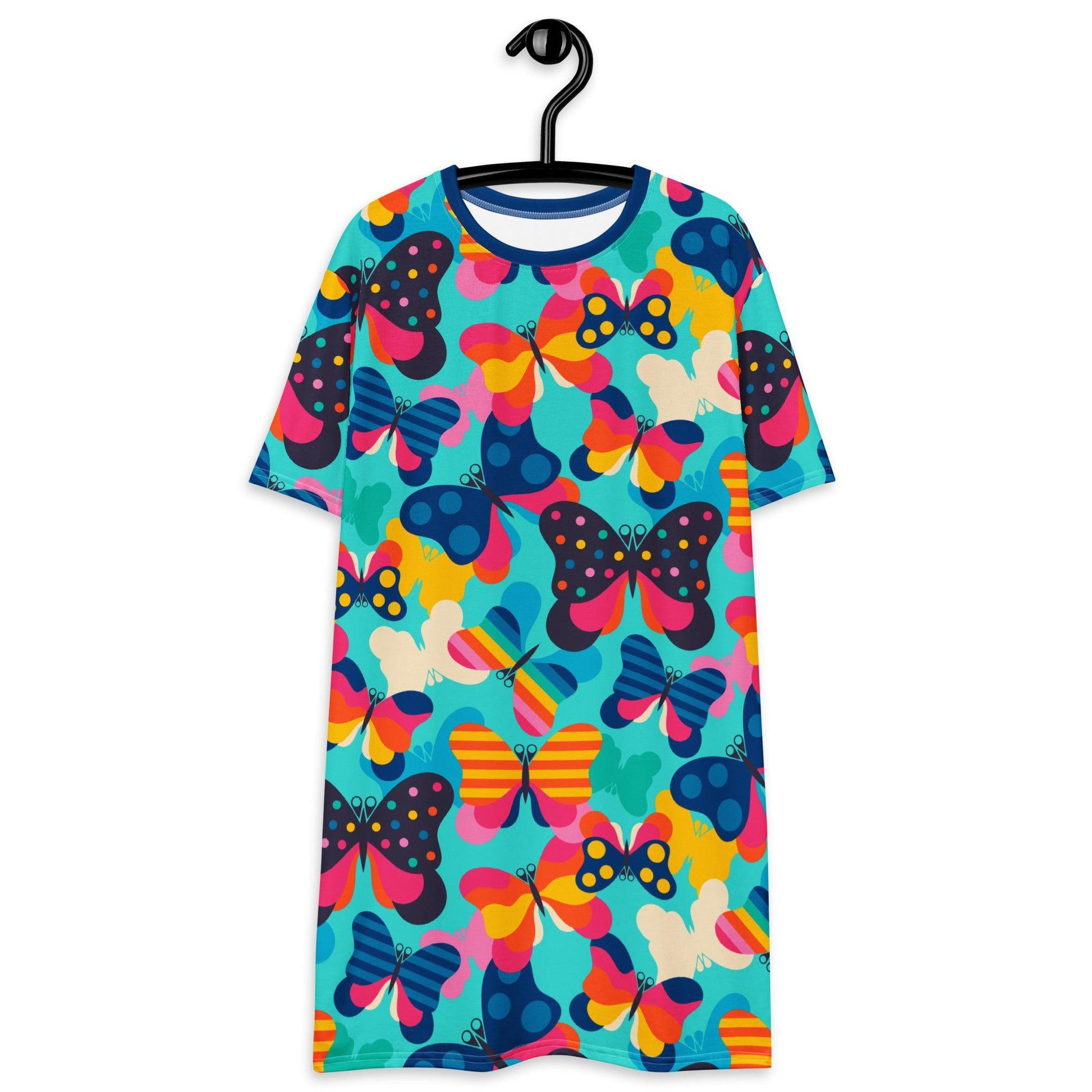 T-shirt dress - FLYRAVE turquoise - Colorful butterfly print 6XL