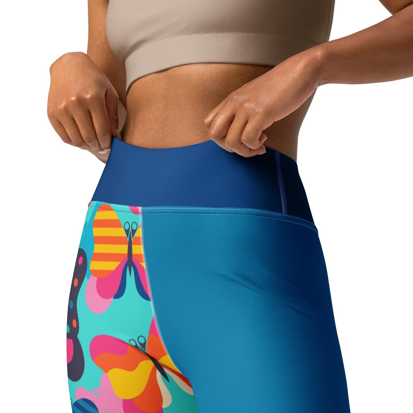 Yoga leggings - FLYRAVE turquoise - Colorful butterfly print