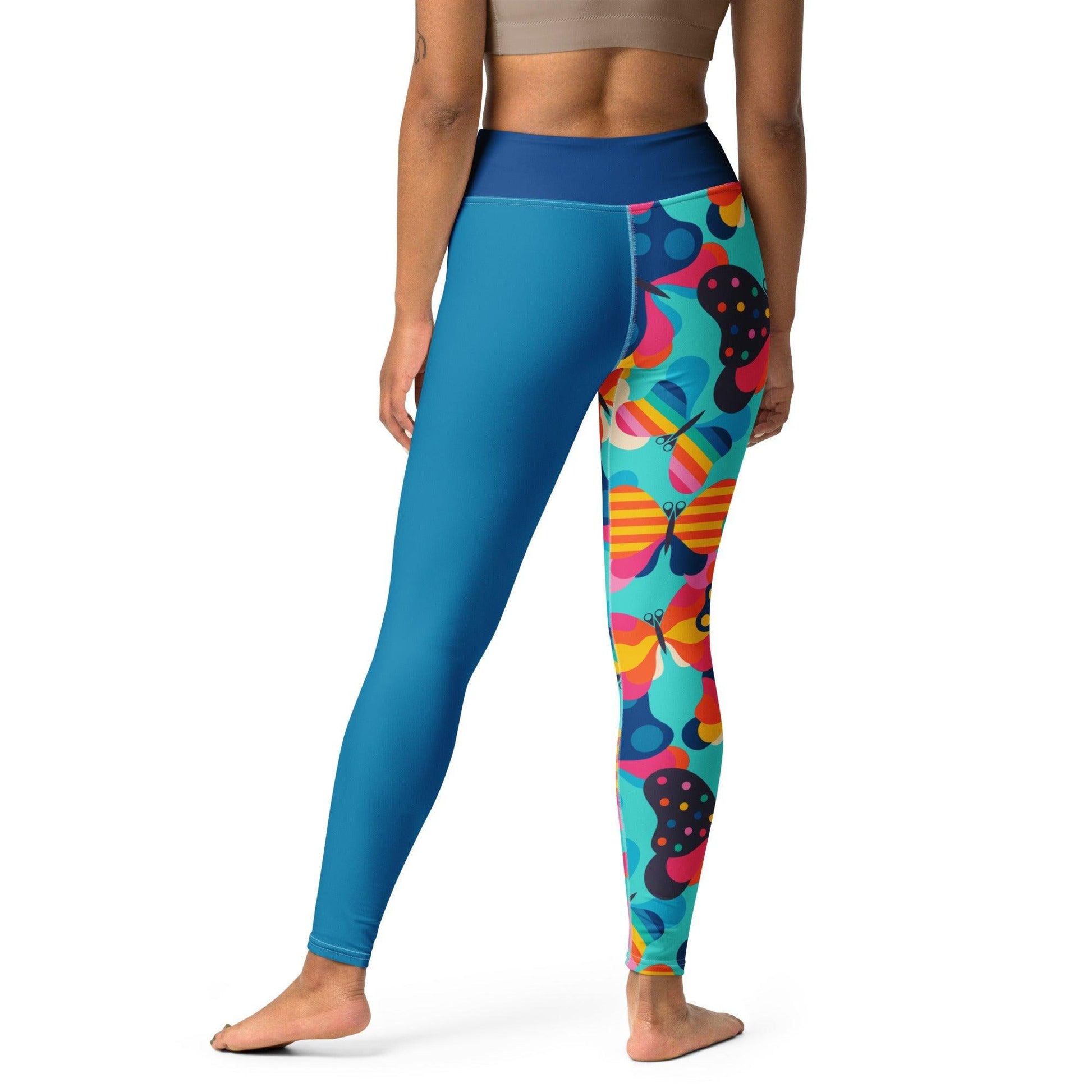 Yoga leggings - FLYRAVE turquoise - Colorful butterfly print