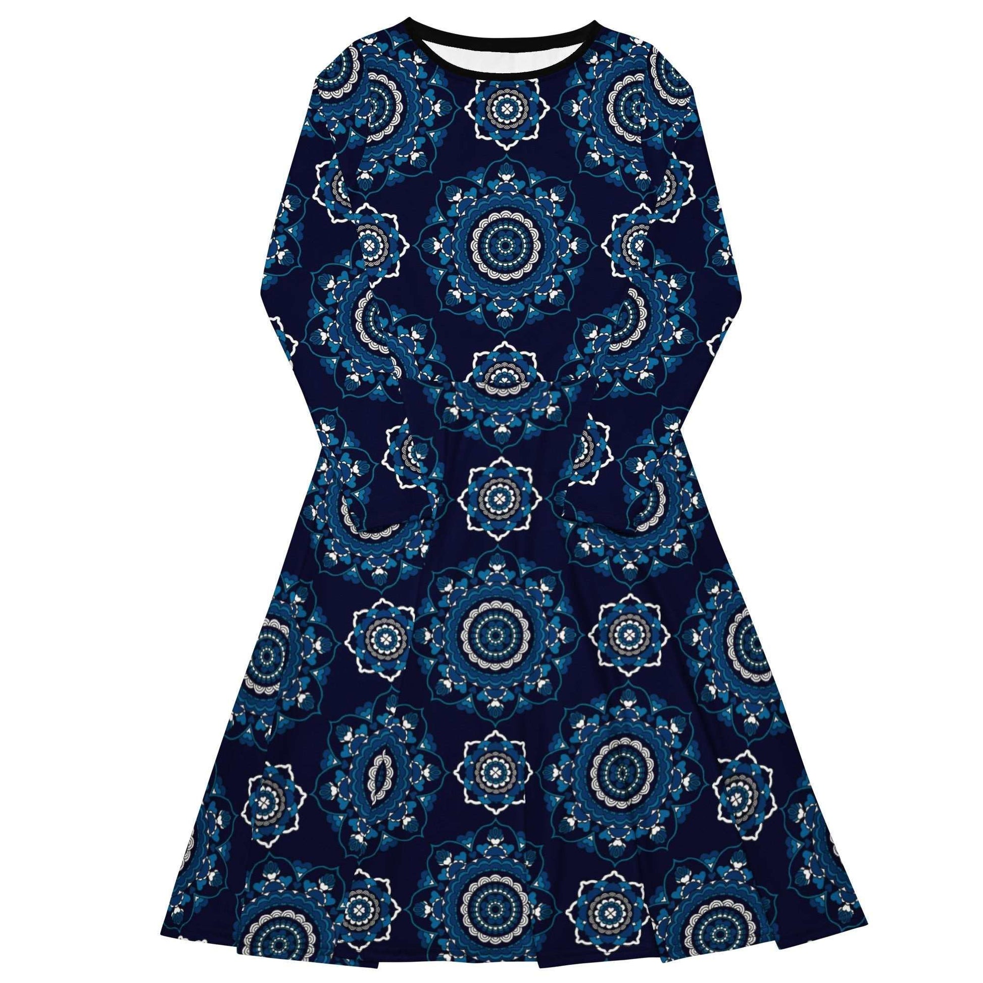 Midi dress - FOREVERMORE blue - Romantic flower and heart print 6XL