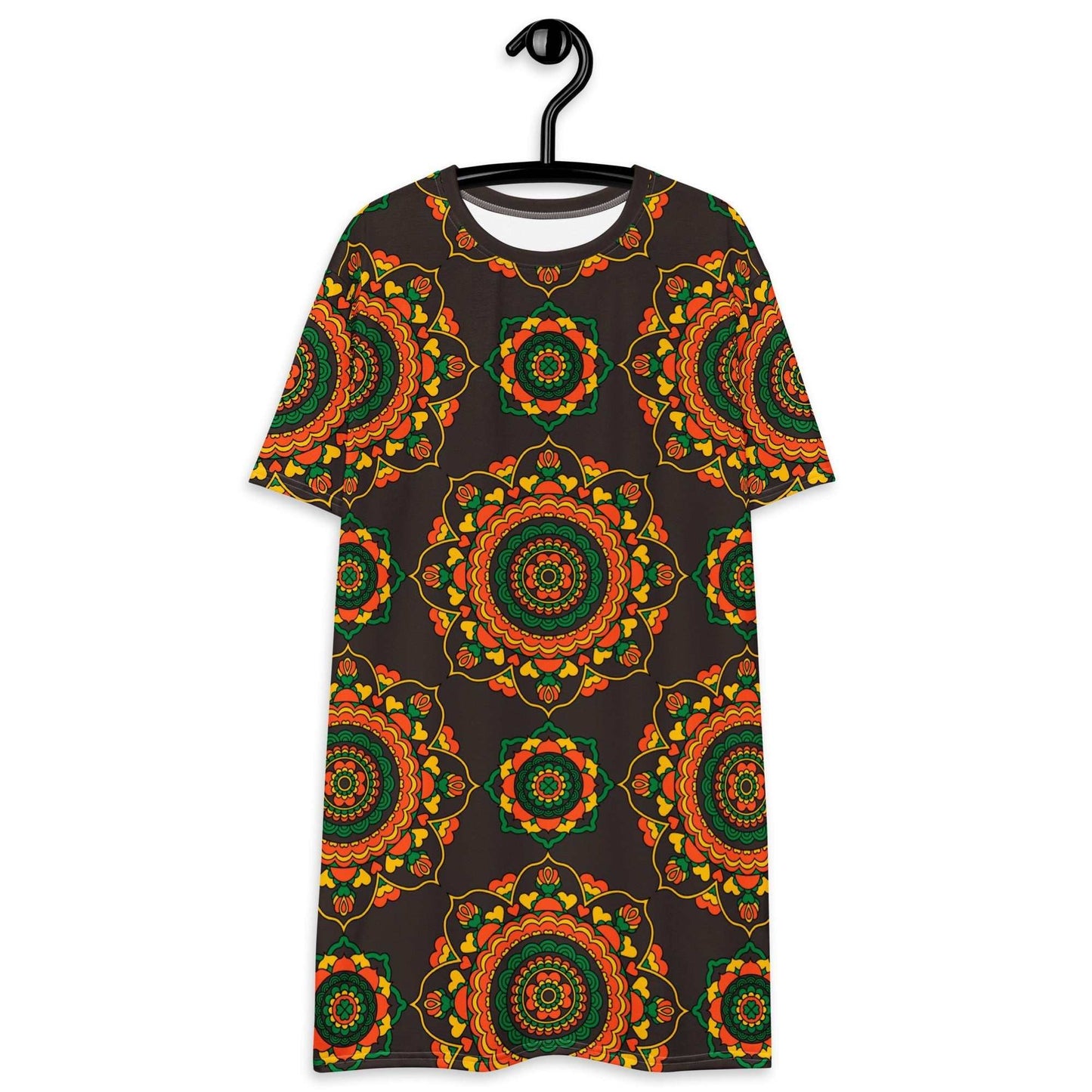 T-shirt dress - FOREVERMORE green brown - Romantic flower and heart print 6XL