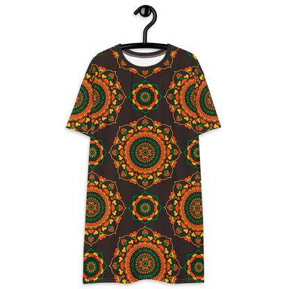 T-shirt dress - FOREVERMORE green brown - Romantic flower and heart print 6XL