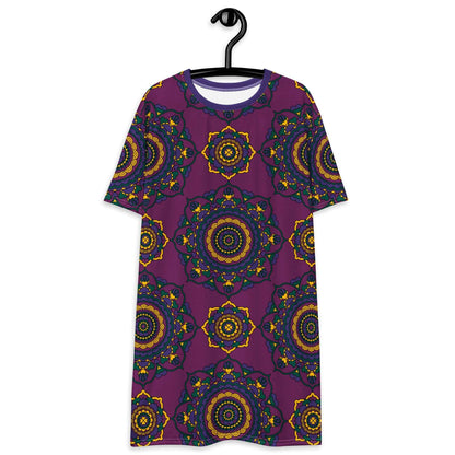 T-shirt dress - FOREVERMORE plum - Romantic flower and heart print 6XL