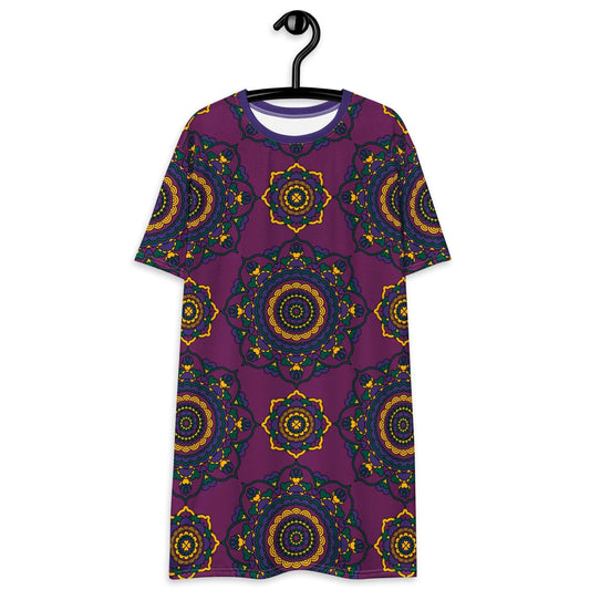 T-Shirt Dress - FOREVERMORE plum - Romantic Flowers and Hearts