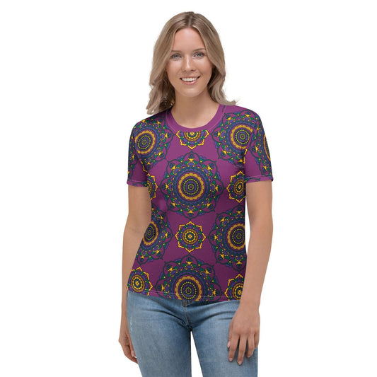 Woman's T-Shirt - FOREVERMORE plum - Romantic Flowers and Hearts