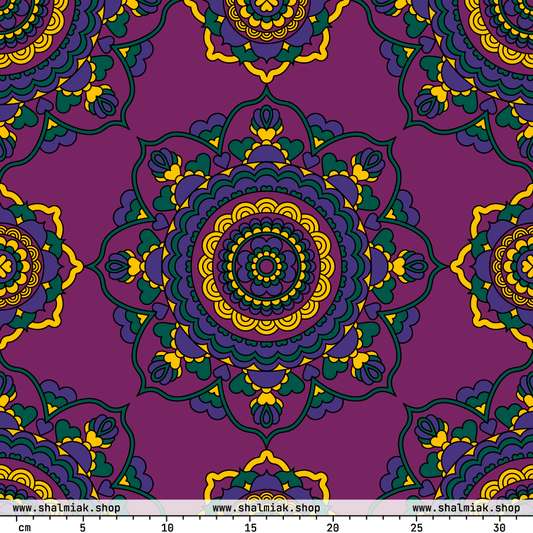 Fabric - FOREVERMORE plum - Romantic flower and heart print
