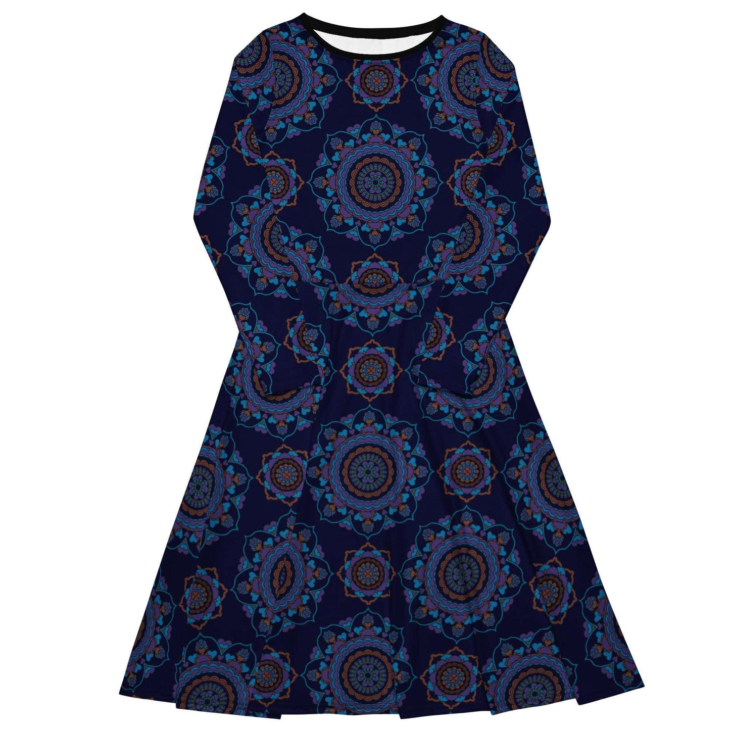 Midi dress - FOREVERMORE purple - Romantic flower and heart print 6XL