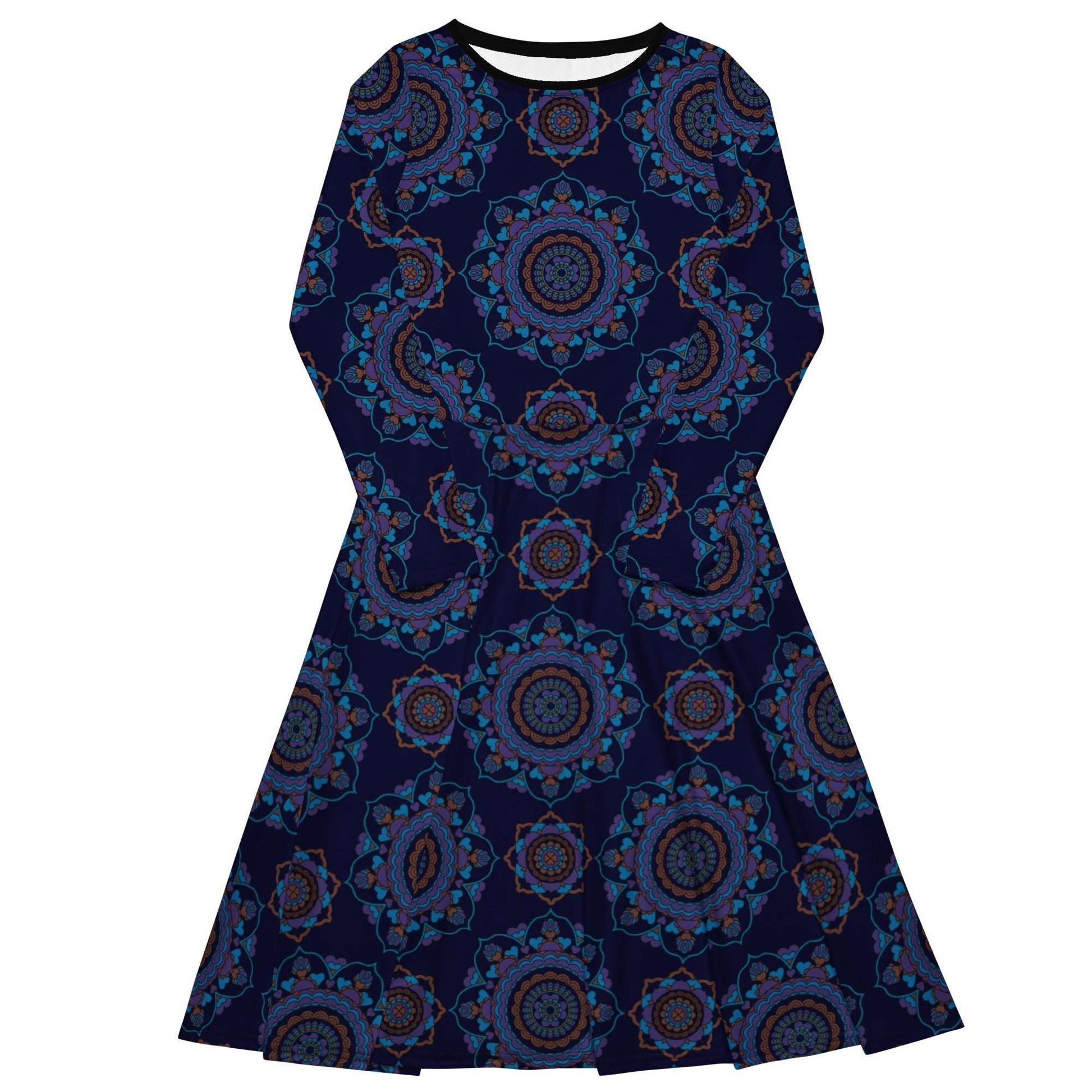 Midi dress - FOREVERMORE purple - Romantic flower and heart print 6XL